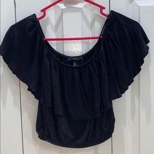 Black Off the Shoulder Crop Top